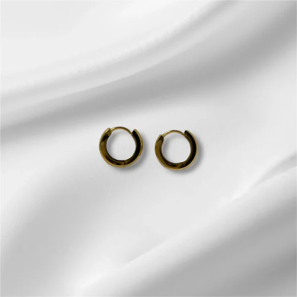 Gold Stainless Steel Hoop Earrings - Classic - Image 2